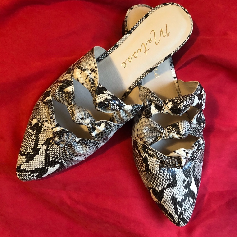 snakeskin mules